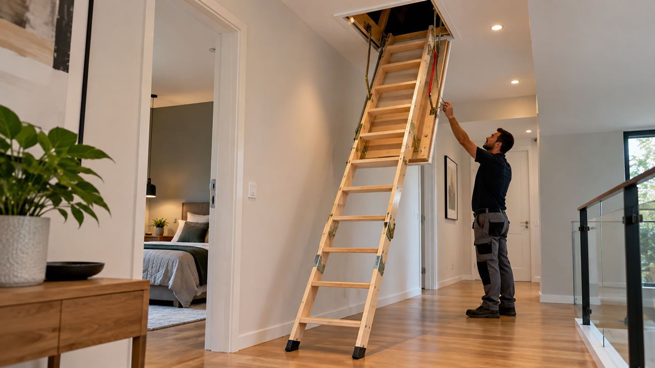 instalar escada de sótão em casa pronta